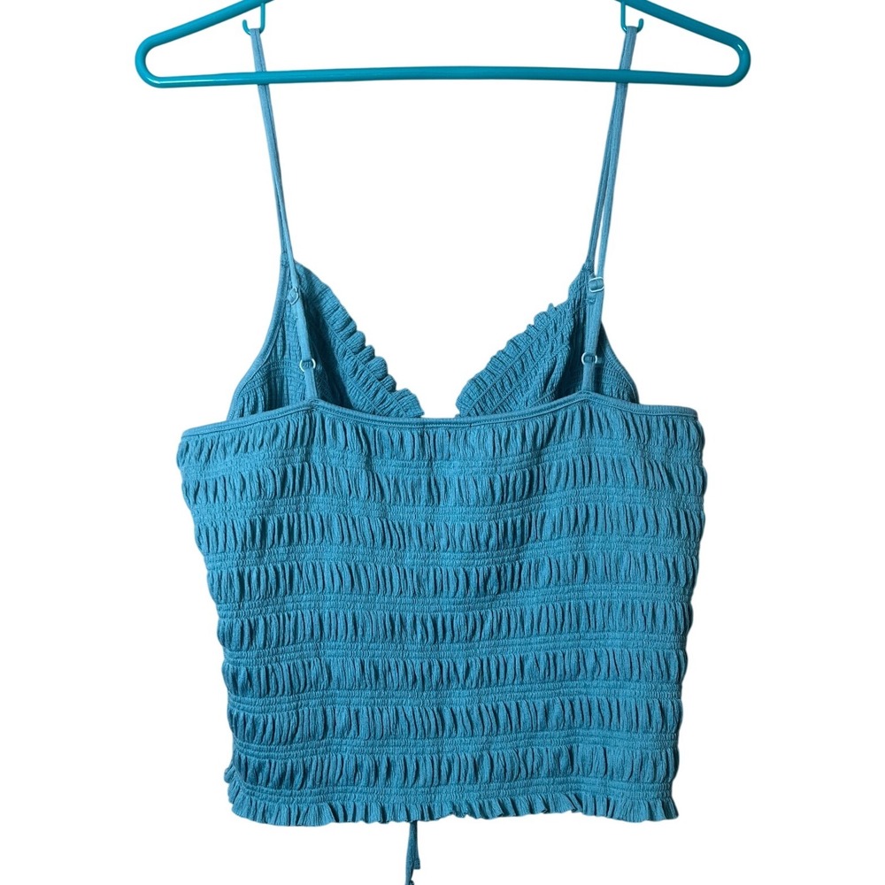 Rue Plus Size Blue Smocked Ruched Cami Top Y2K Cottagecore Boho Size 1X - Picture 2 of 6